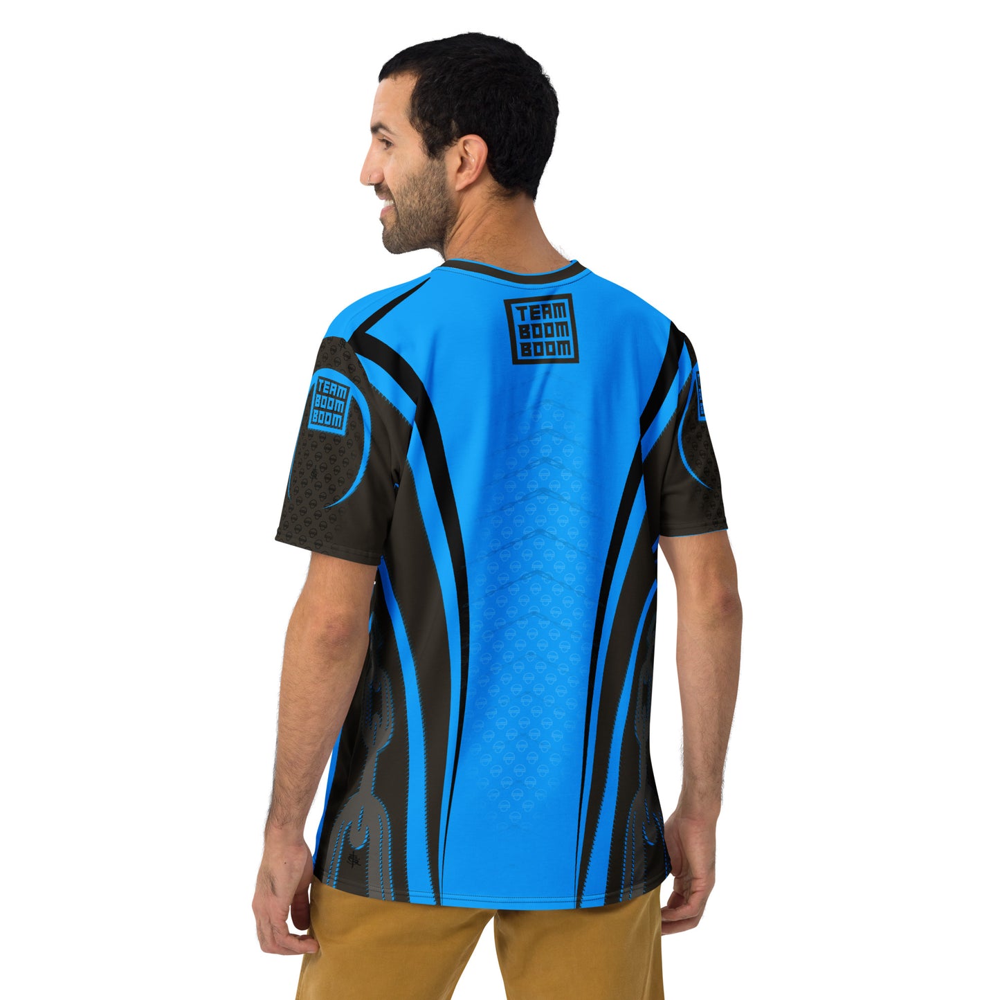 SkeetDesigns | Team BOOMBOOM | Men's All-Over Print Crew Neck | Chained Down | Blue | Disc Golf Apparel