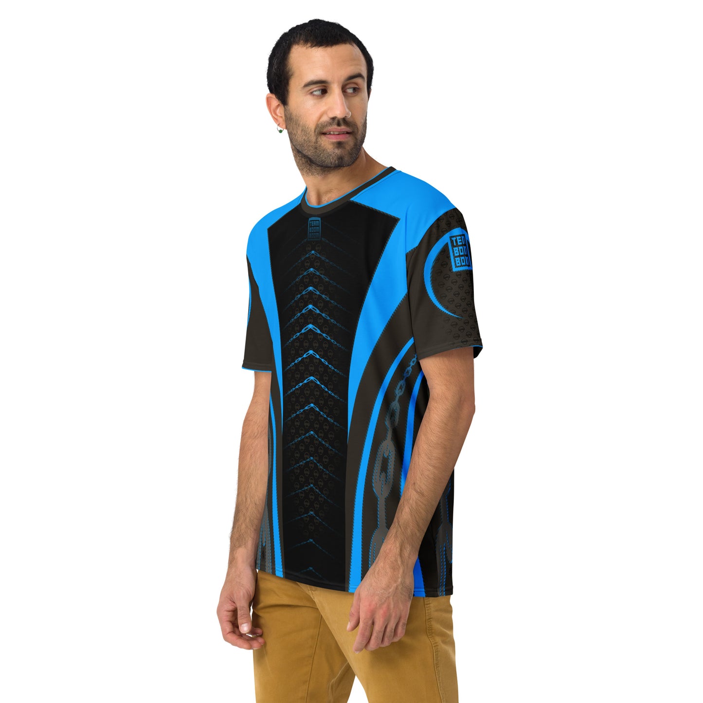 SkeetDesigns | Team BOOMBOOM | Men's All-Over Print Crew Neck | Chained Down | Blue | Disc Golf Apparel