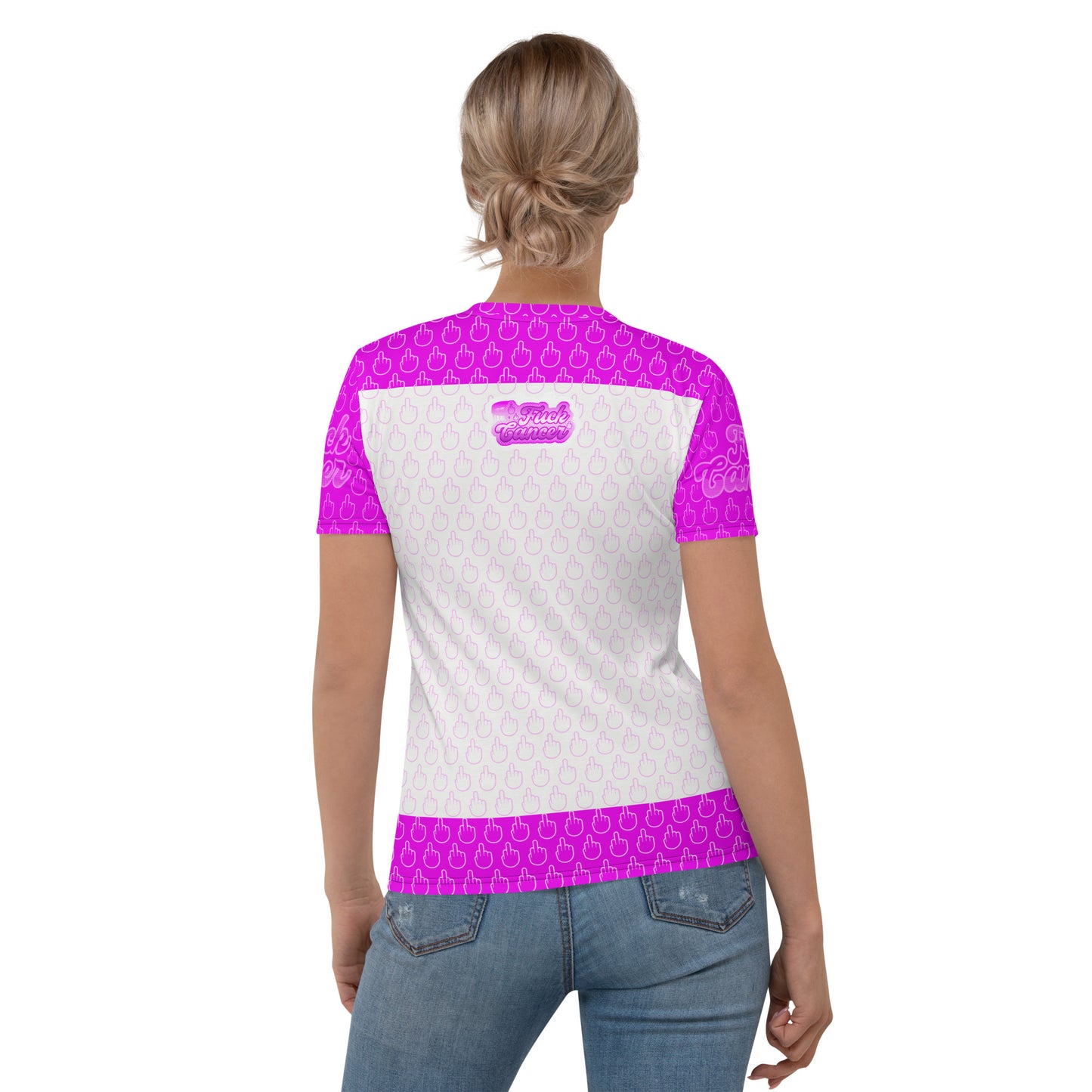 SkeetDesigns | F#$% Cancer | All-Over Print Crew Neck | Pink | Disc Golf Apparel