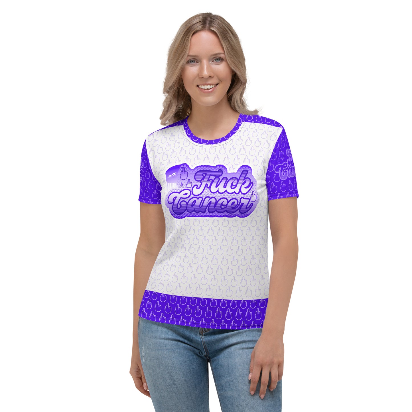 SkeetDesigns | F#$% Cancer | All-Over Print Crew Neck | Purple | Disc Golf Apparel