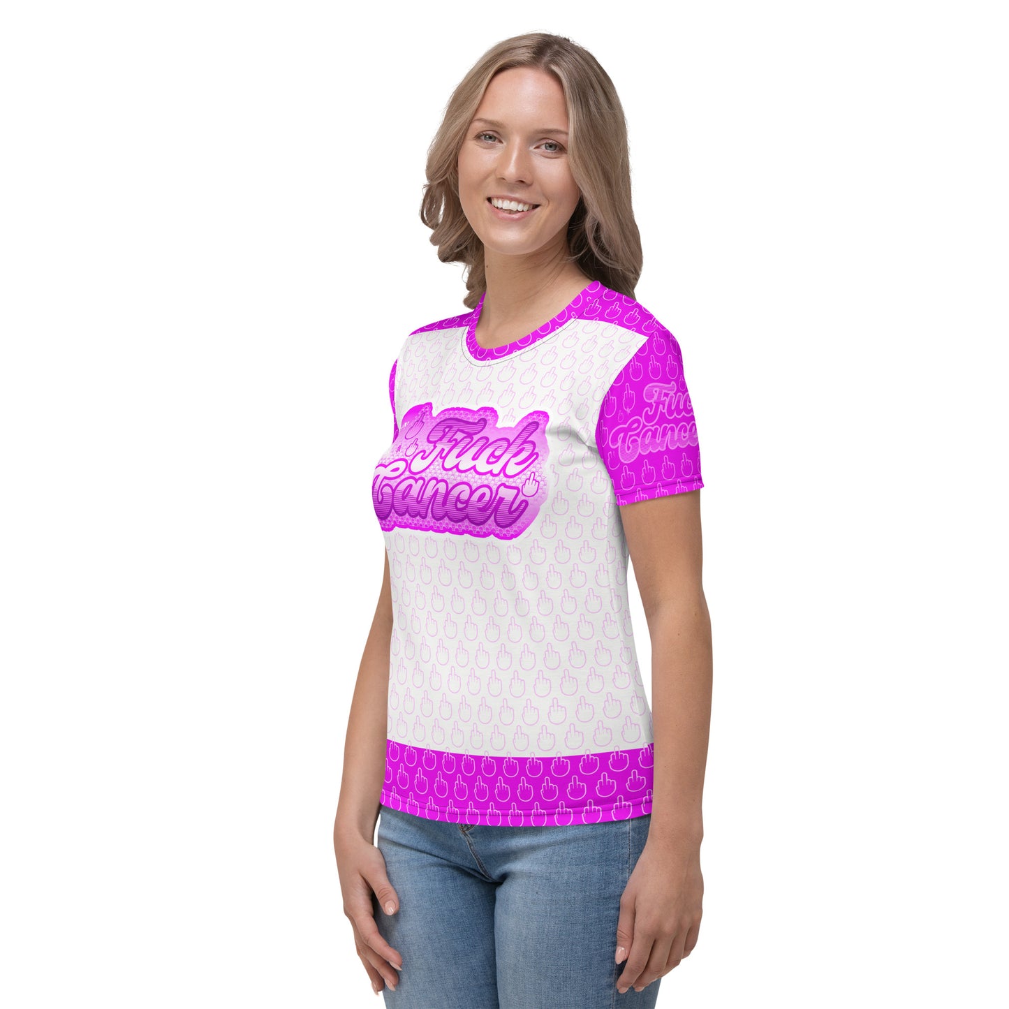SkeetDesigns | F#$% Cancer | All-Over Print Crew Neck | Pink | Disc Golf Apparel