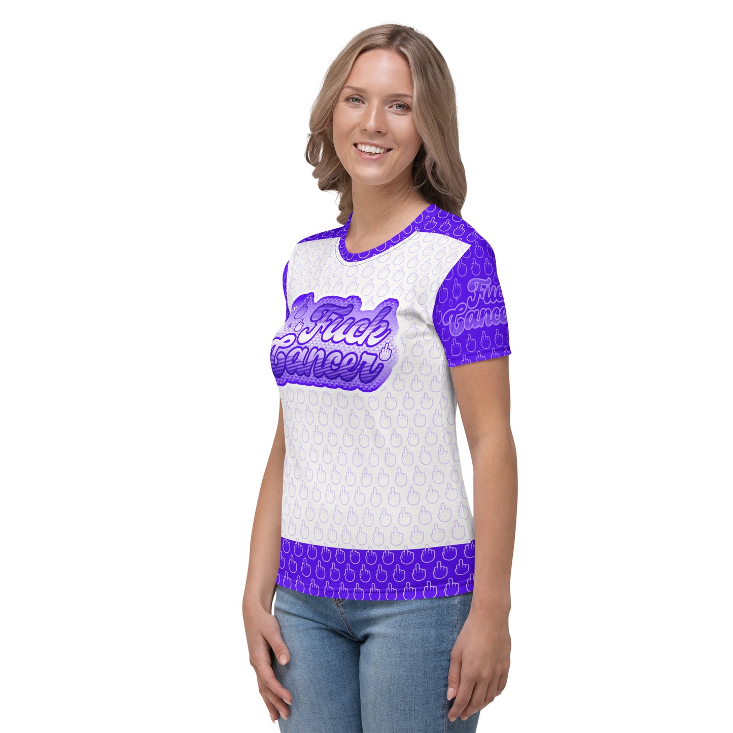 SkeetDesigns | F#$% Cancer | All-Over Print Crew Neck | Purple | Disc Golf Apparel