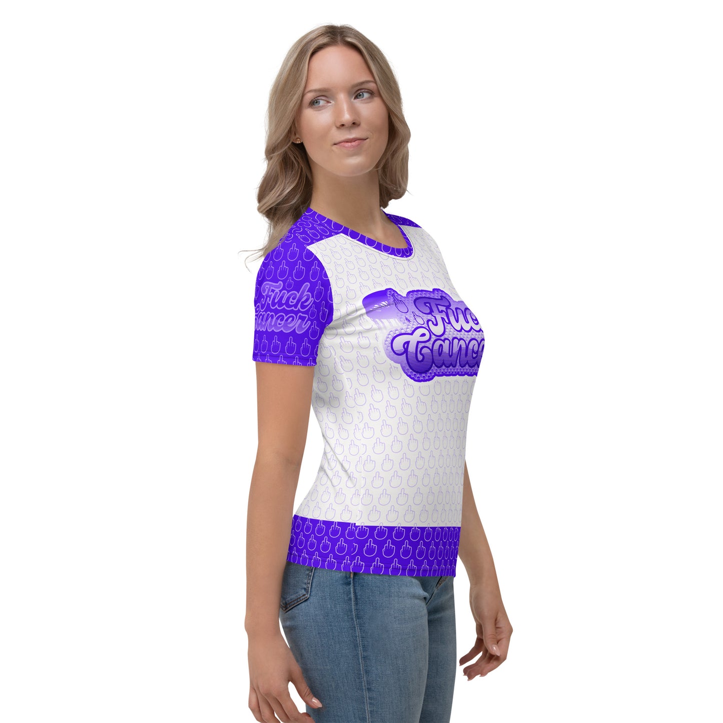 SkeetDesigns | F#$% Cancer | All-Over Print Crew Neck | Purple | Disc Golf Apparel