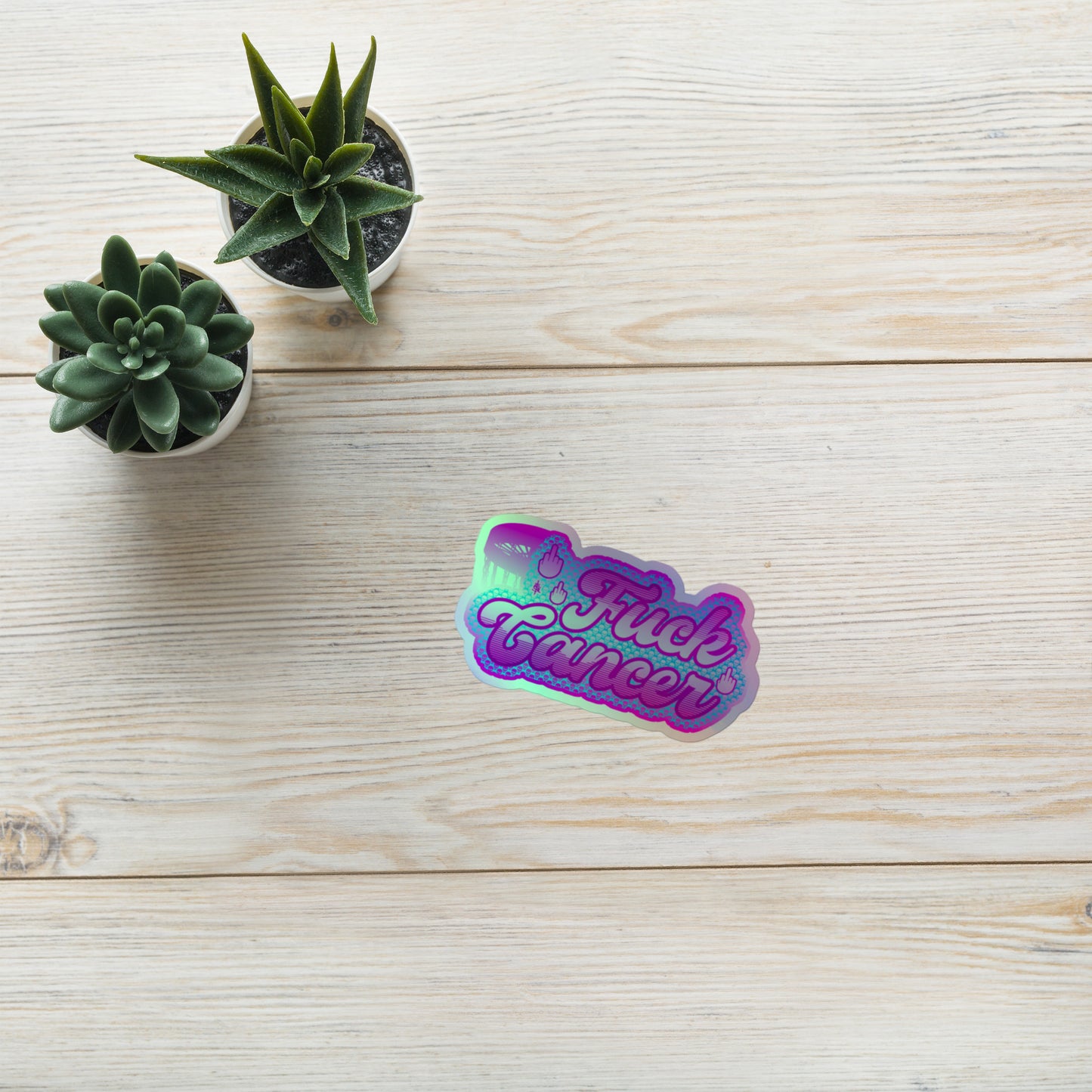 SkeetDesigns | F#$% Cancer | Holographic Sticker | Disc Golf Accessories