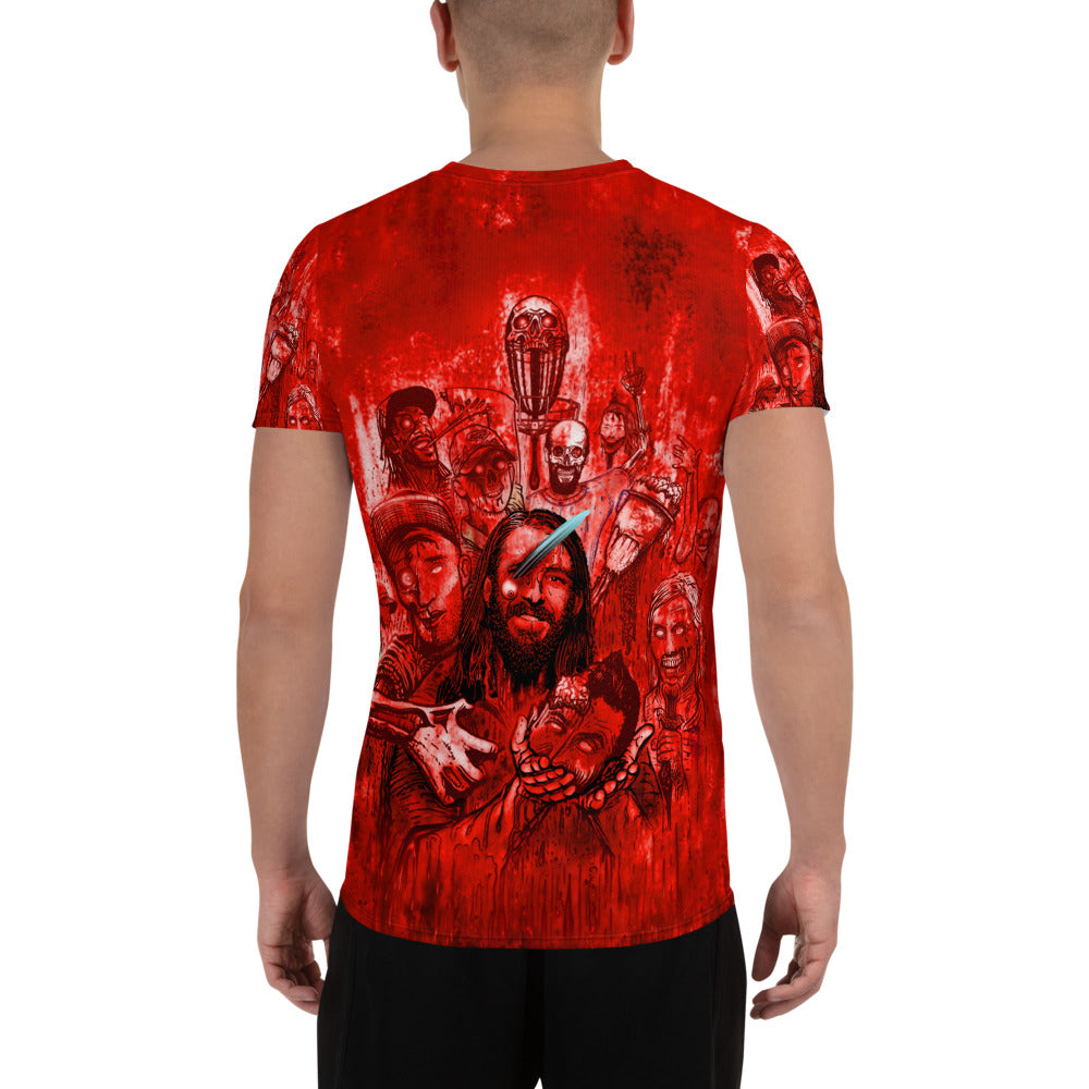 SkeetDesigns | Men's All Over Print Jersey | Halloween Zombies - Red | Disc Golf Apparel