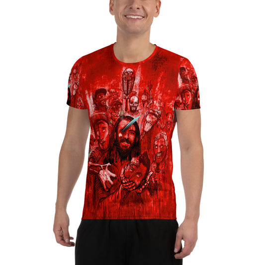 SkeetDesigns | Men's All Over Print Jersey | Halloween Zombies - Red | Disc Golf Apparel