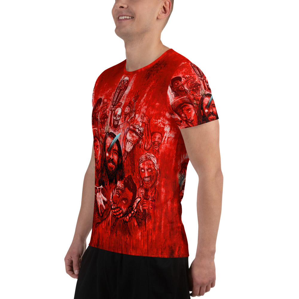 SkeetDesigns | Men's All Over Print Jersey | Halloween Zombies - Red | Disc Golf Apparel