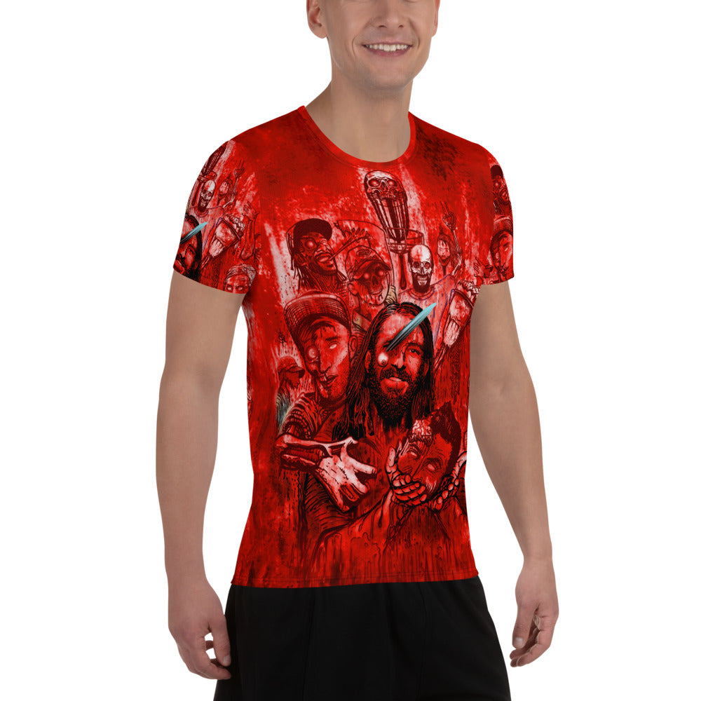 SkeetDesigns | Men's All Over Print Jersey | Halloween Zombies - Red | Disc Golf Apparel