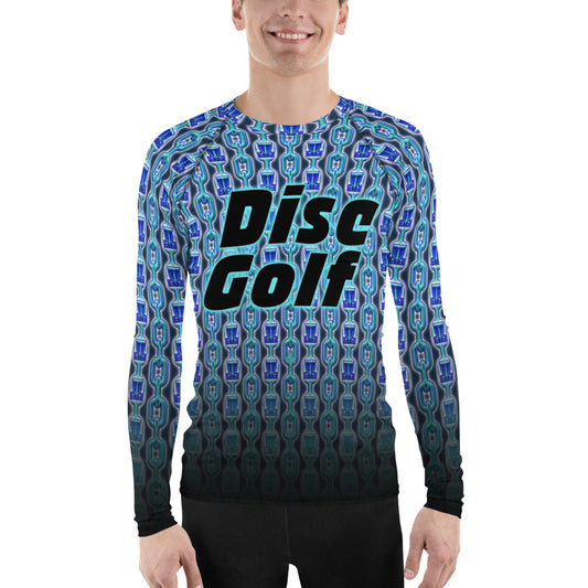 SkeetDesigns | Men's All Over Print Rash Guard | Blue Chains | Disc Golf Apparel