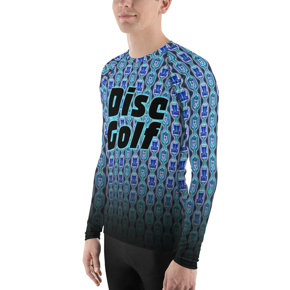 SkeetDesigns | Men's All Over Print Rash Guard | Blue Chains | Disc Golf Apparel