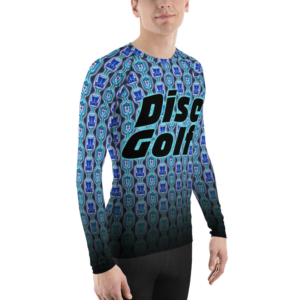 SkeetDesigns | Men's All Over Print Rash Guard | Blue Chains | Disc Golf Apparel