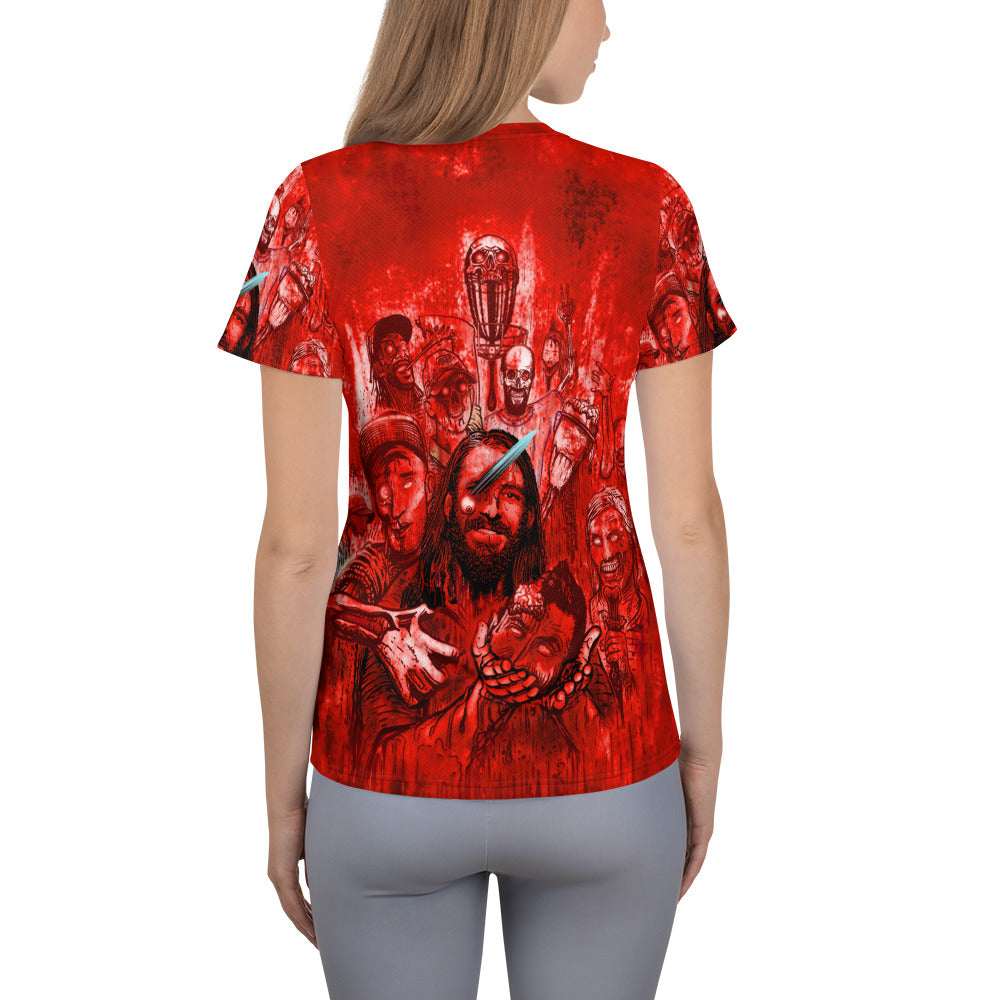 SkeetDesigns | Women's All Over Print Jersey | Halloween Zombies - Red | Disc Golf Apparel