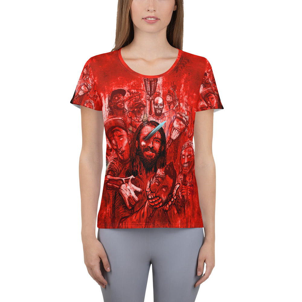 SkeetDesigns | Women's All Over Print Jersey | Halloween Zombies - Red | Disc Golf Apparel