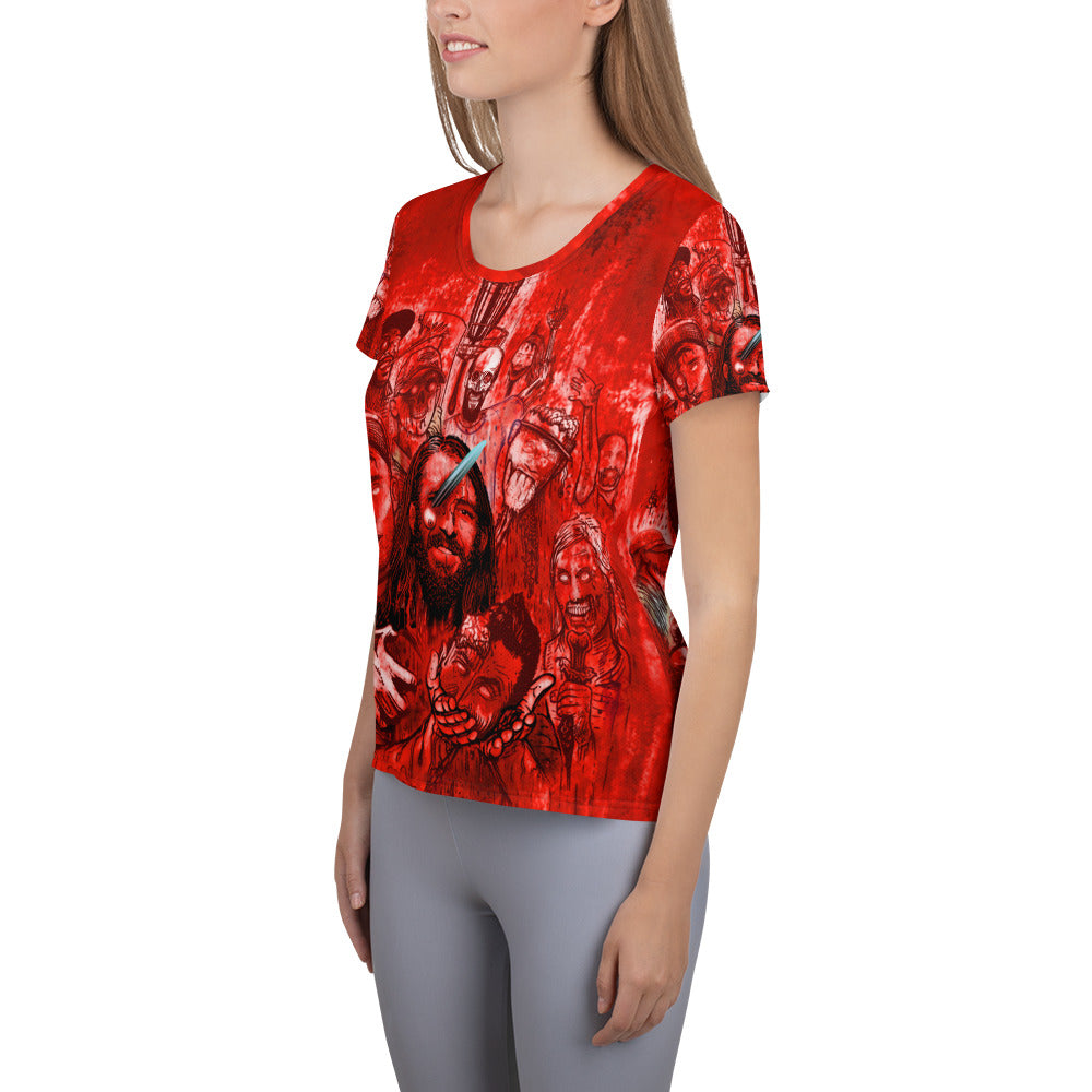 SkeetDesigns | Women's All Over Print Jersey | Halloween Zombies - Red | Disc Golf Apparel
