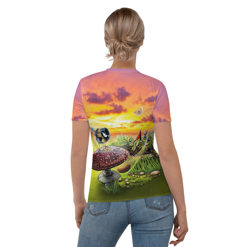 SkeetDesigns | GnomeDriven | Women's All Over Print Crew Neck T-Shirt | Blind Flick Run | Disc Golf Apparel