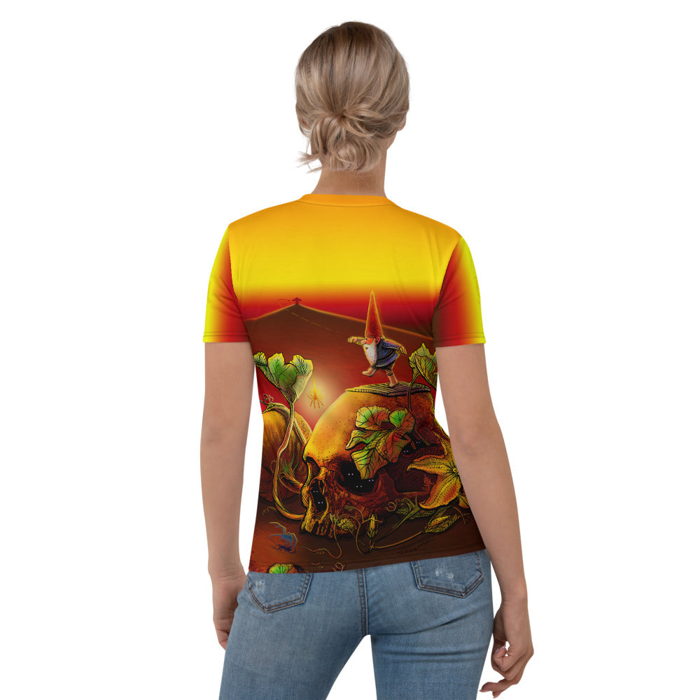 SkeetDesigns | GnomeDriven | Women's All Over Print Crew Neck T-Shirt | Halloween | Disc Golf Apparel