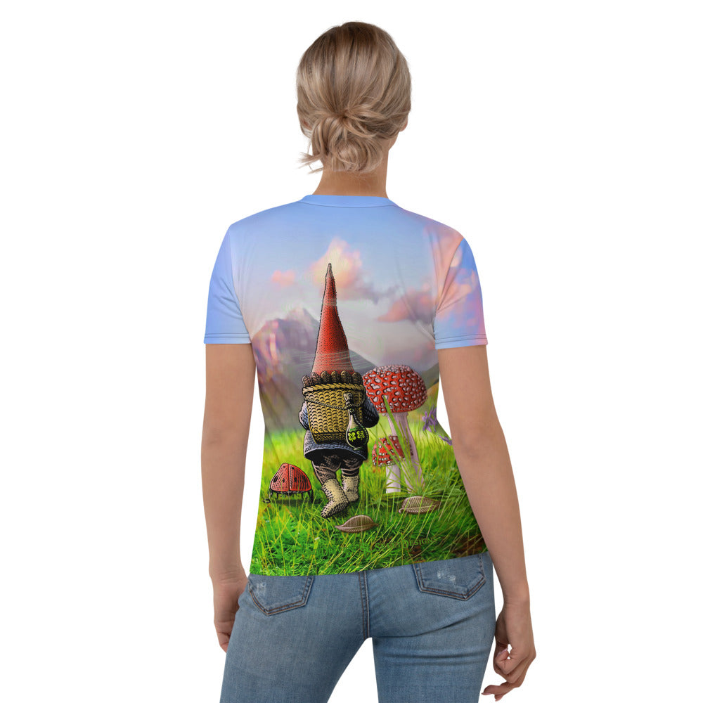 SkeetDesigns | GnomeDriven | Women's All Over Print Crew Neck T-Shirt | The Road Ahead | Disc Golf Apparel
