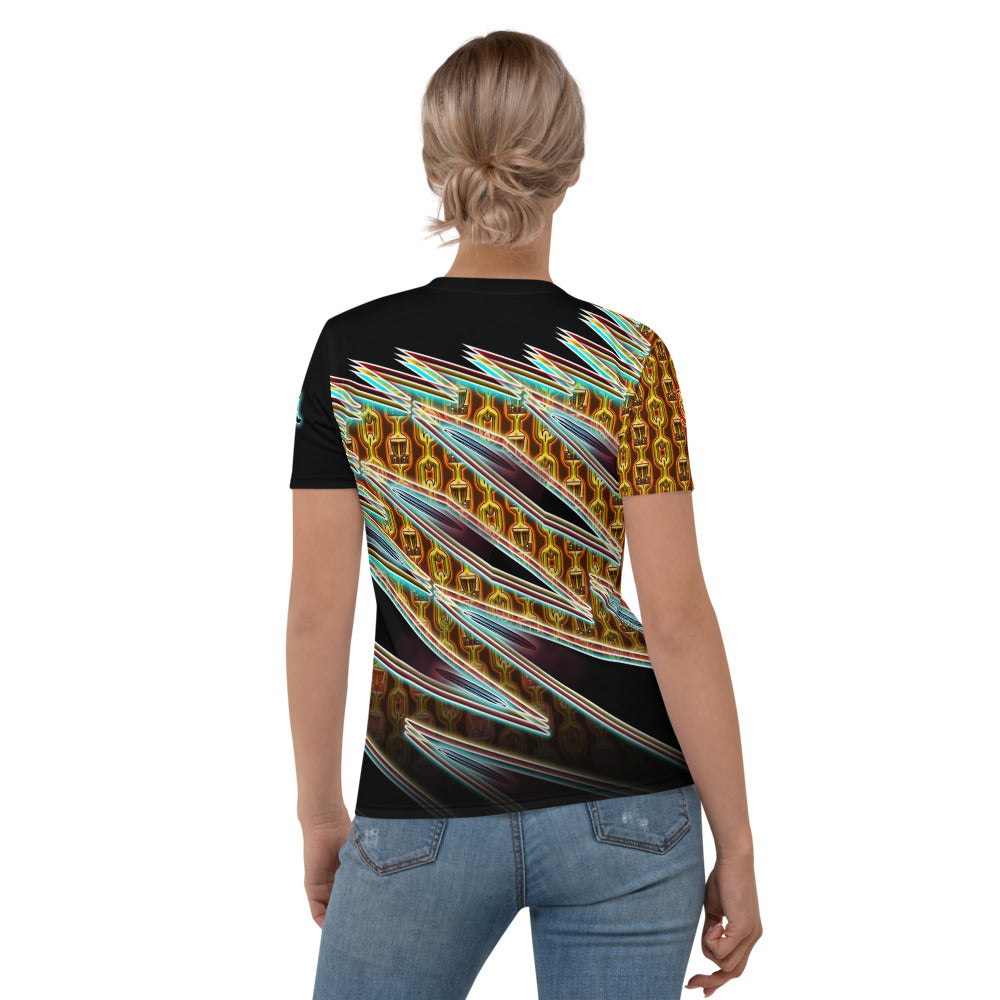 SkeetDesigns | Women's All Over Print Crew Neck T-Shirt | Gold Chains | Disc Golf Apparel