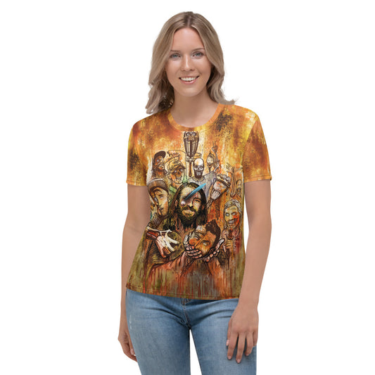 SkeetDesigns | Women's All Over Print Crew Neck T-Shirt | Halloween Zombies | Disc Golf Apparel