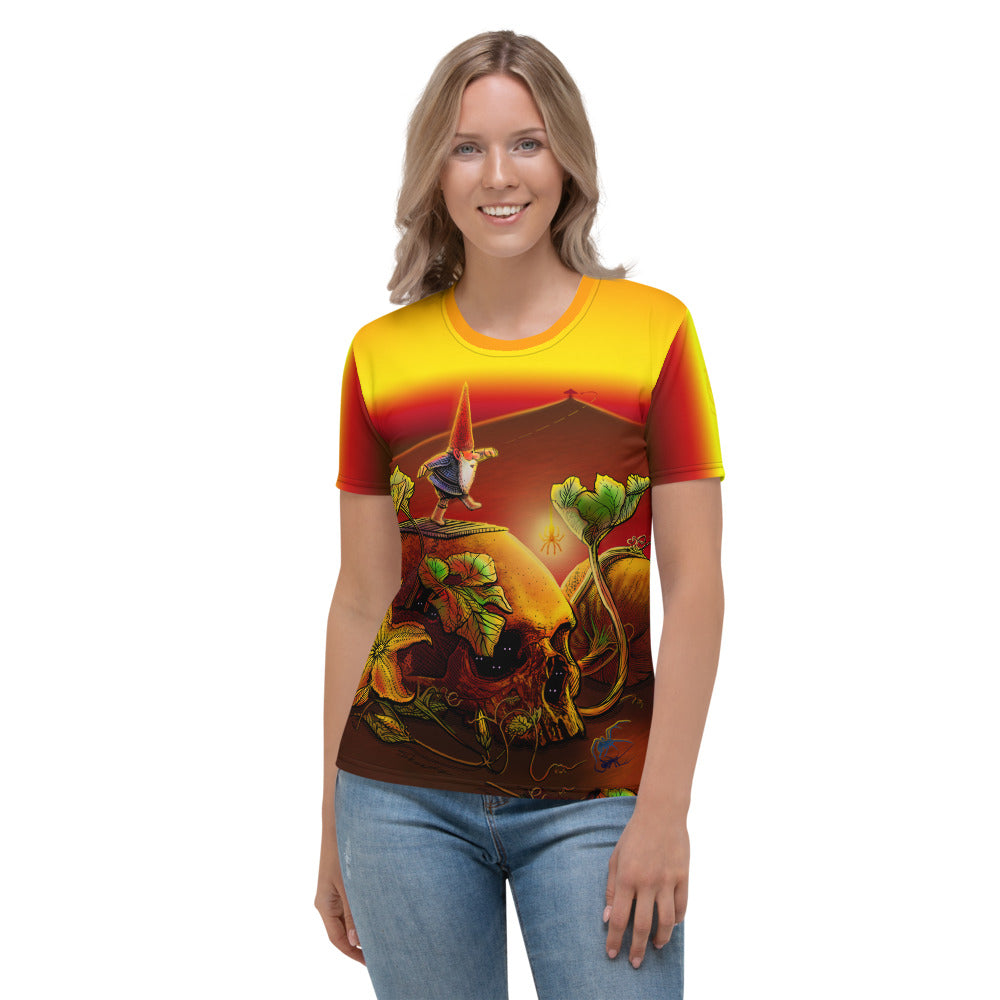 SkeetDesigns | GnomeDriven | Women's All Over Print Crew Neck T-Shirt | Halloween | Disc Golf Apparel