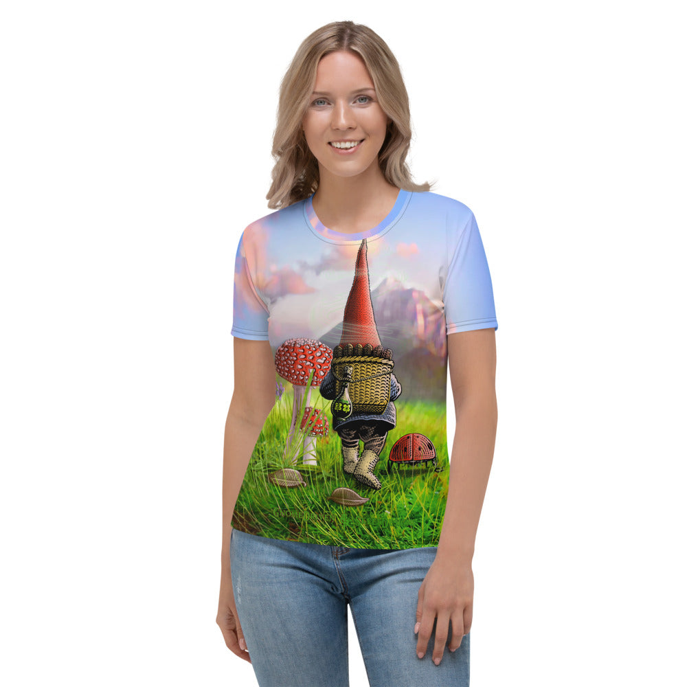 SkeetDesigns | GnomeDriven | Women's All Over Print Crew Neck T-Shirt | The Road Ahead | Disc Golf Apparel