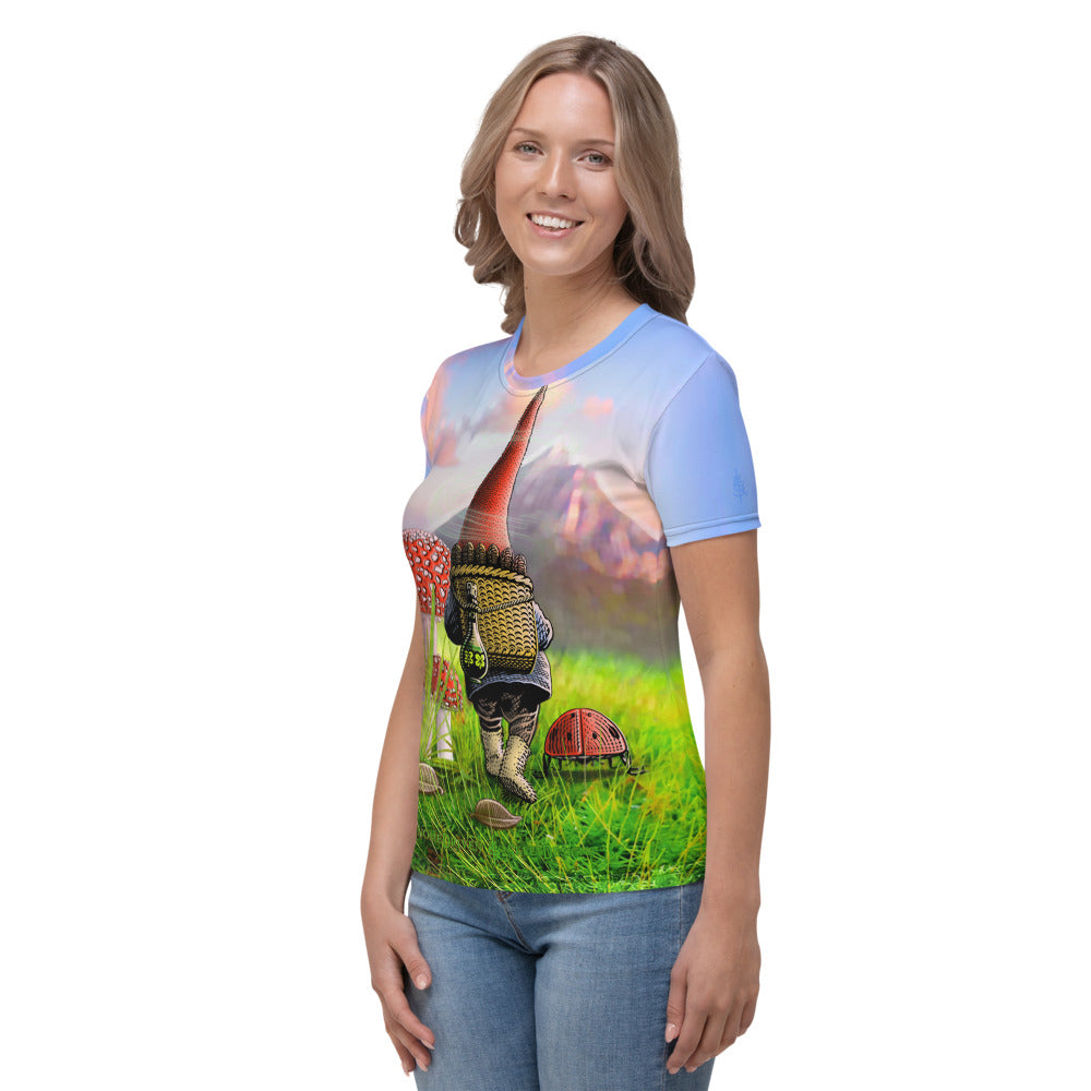 SkeetDesigns | GnomeDriven | Women's All Over Print Crew Neck T-Shirt | The Road Ahead | Disc Golf Apparel
