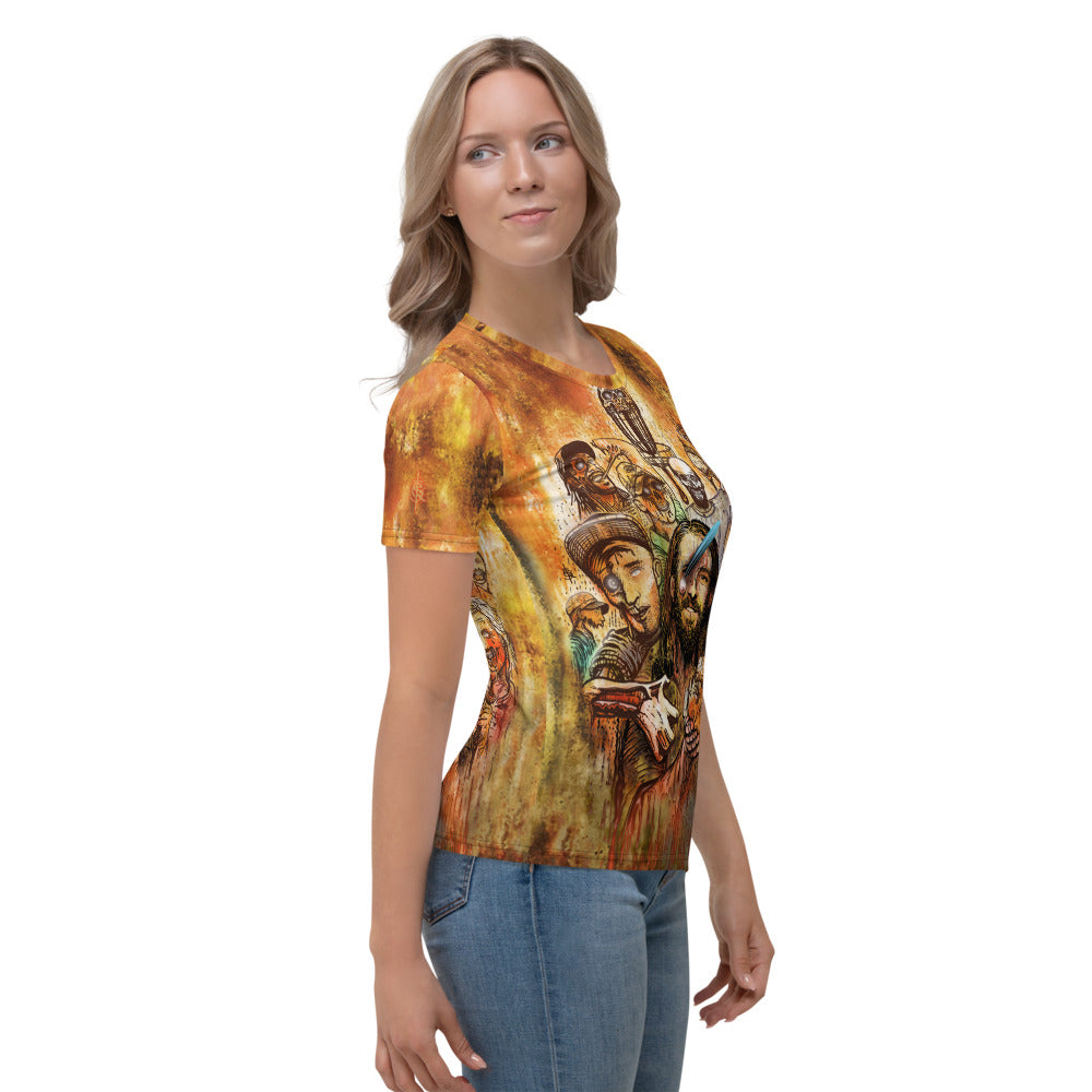 SkeetDesigns | Women's All Over Print Crew Neck T-Shirt | Halloween Zombies | Disc Golf Apparel