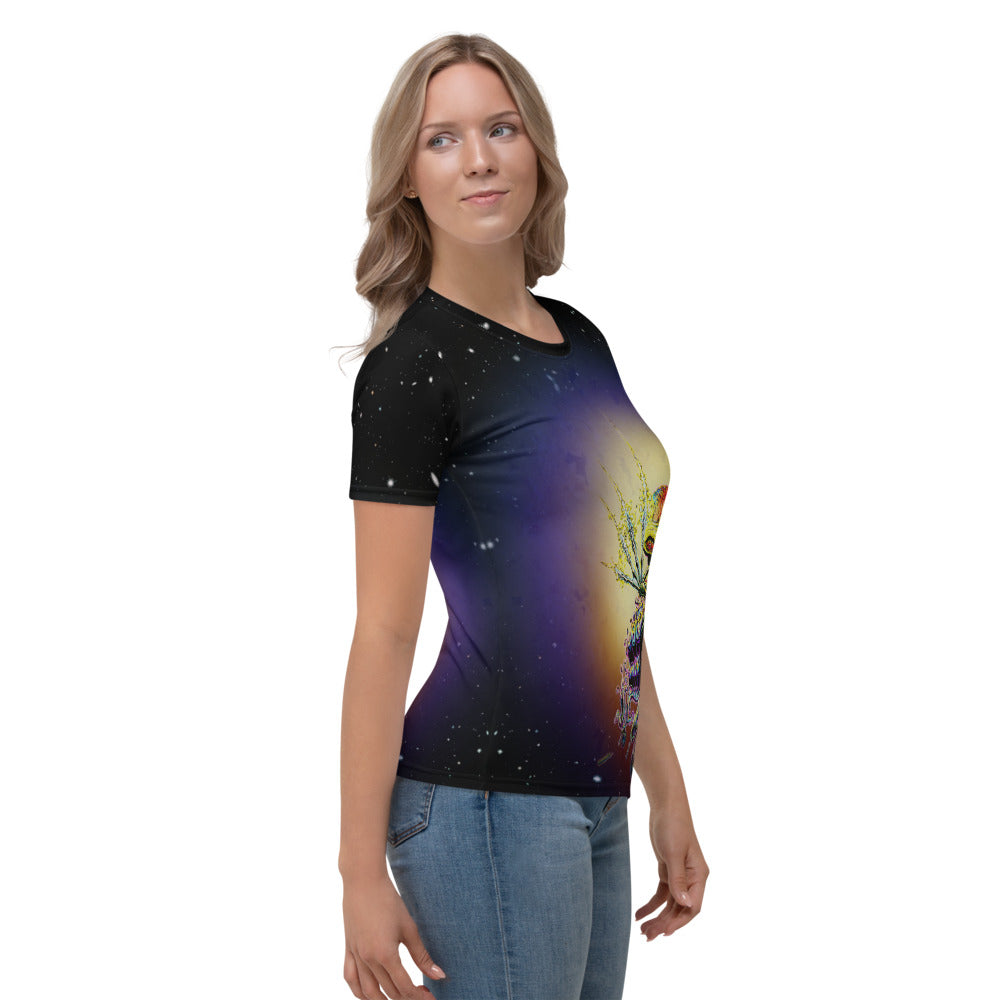 SkeetDesigns | Women's All Over Print Crew Neck T-Shirt | Cosmic Dead | Disc Golf Apparel