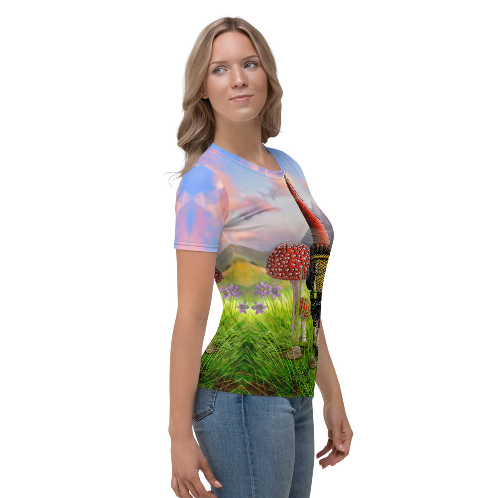 SkeetDesigns | GnomeDriven | Women's All Over Print Crew Neck T-Shirt | The Road Ahead | Disc Golf Apparel