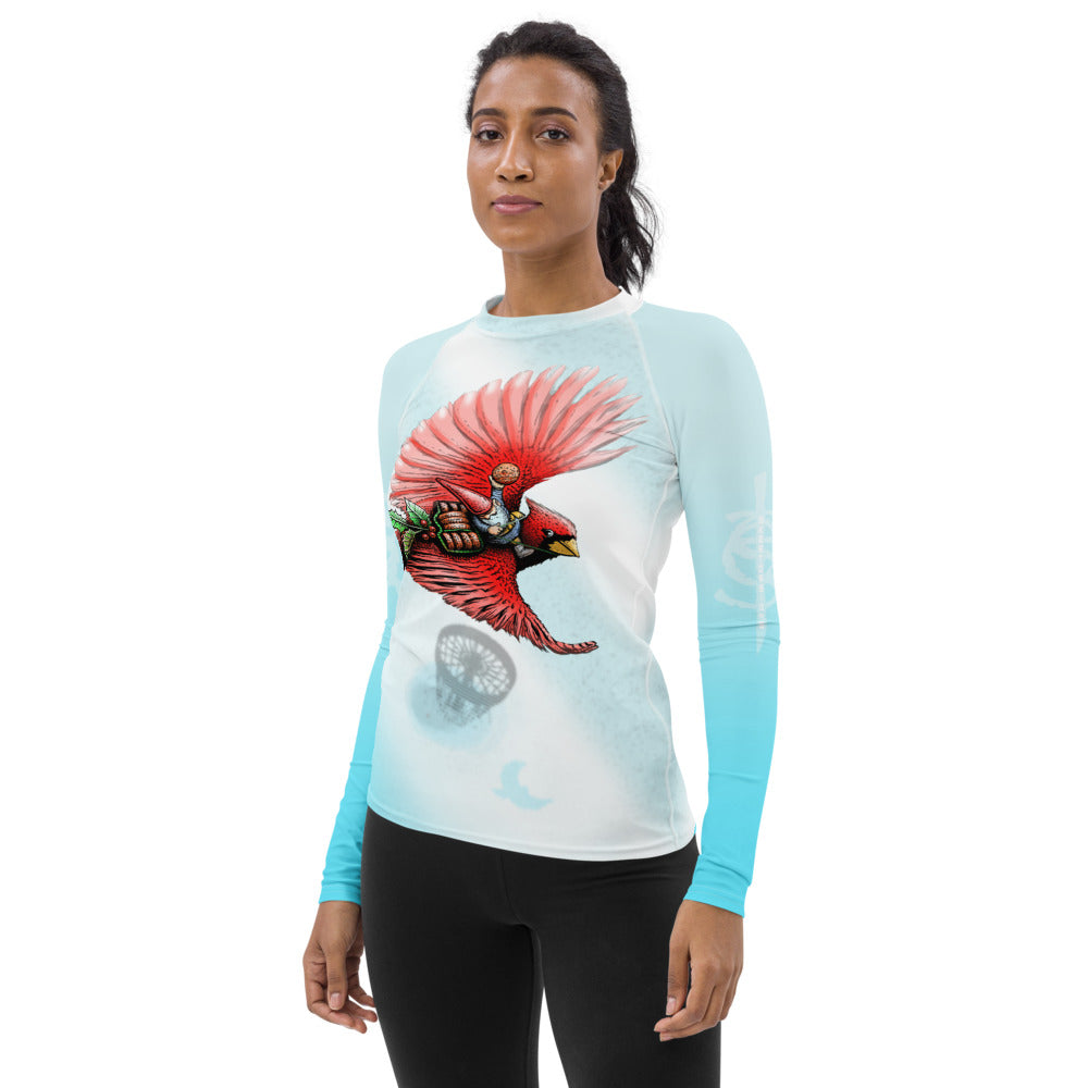 SkeetDesigns | GnomeDriven | Women's All Over Print Rash Guard | Cardinal | Disc Golf Apparel
