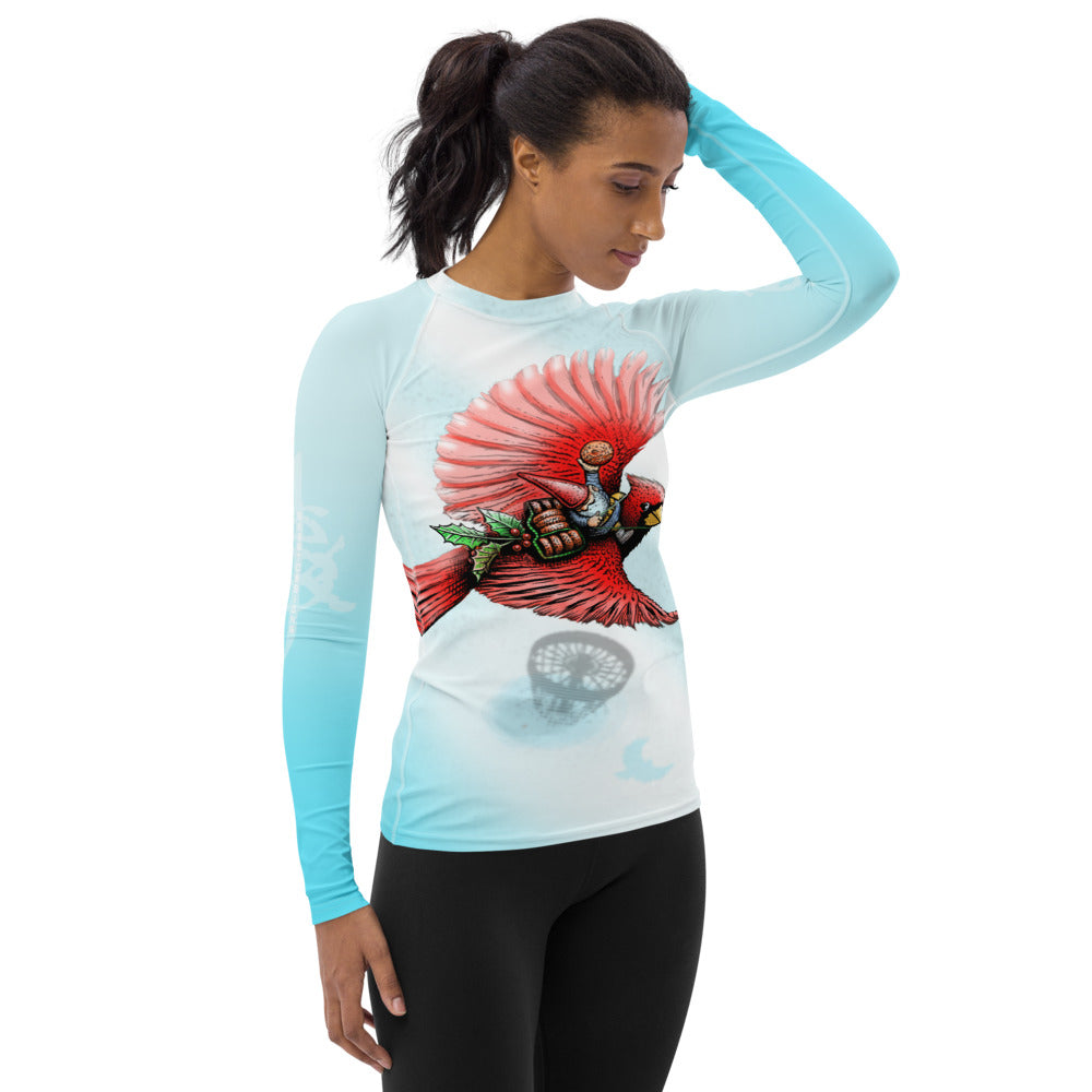 SkeetDesigns | GnomeDriven | Women's All Over Print Rash Guard | Cardinal | Disc Golf Apparel