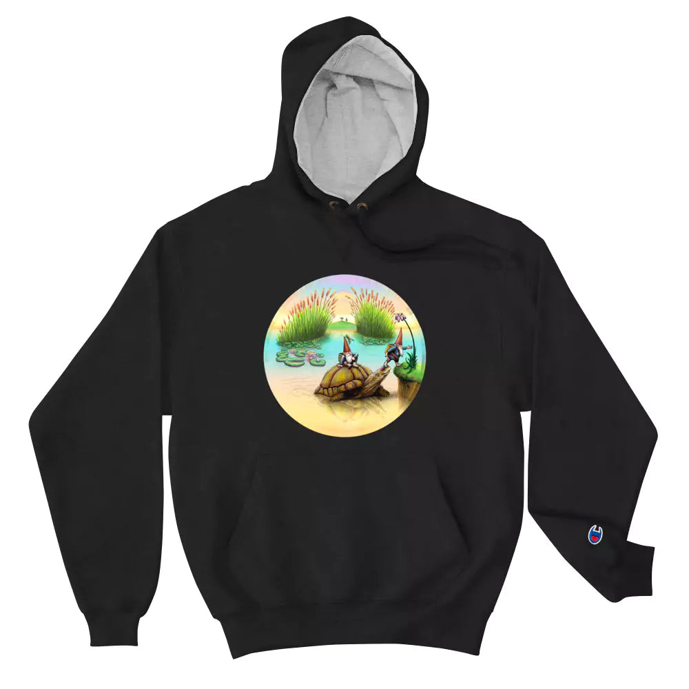 SkeetDesigns | GnomeDriven | Men's Champion® Hoodie | Turtle Ferry | Disc Golf Apparel