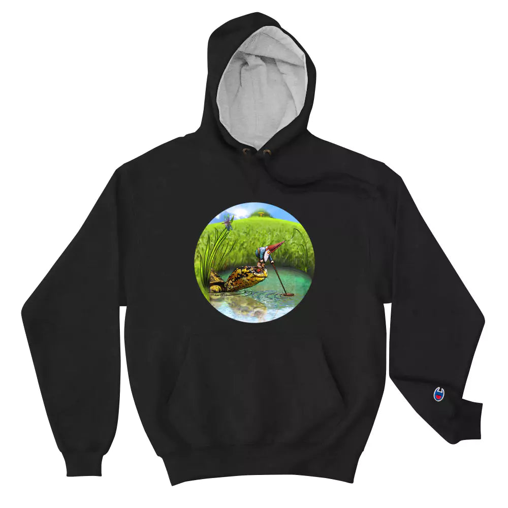 SkeetDesigns | GnomeDriven | Men's Champion® Hoodie | OB Turtle Help | Disc Golf Apparel