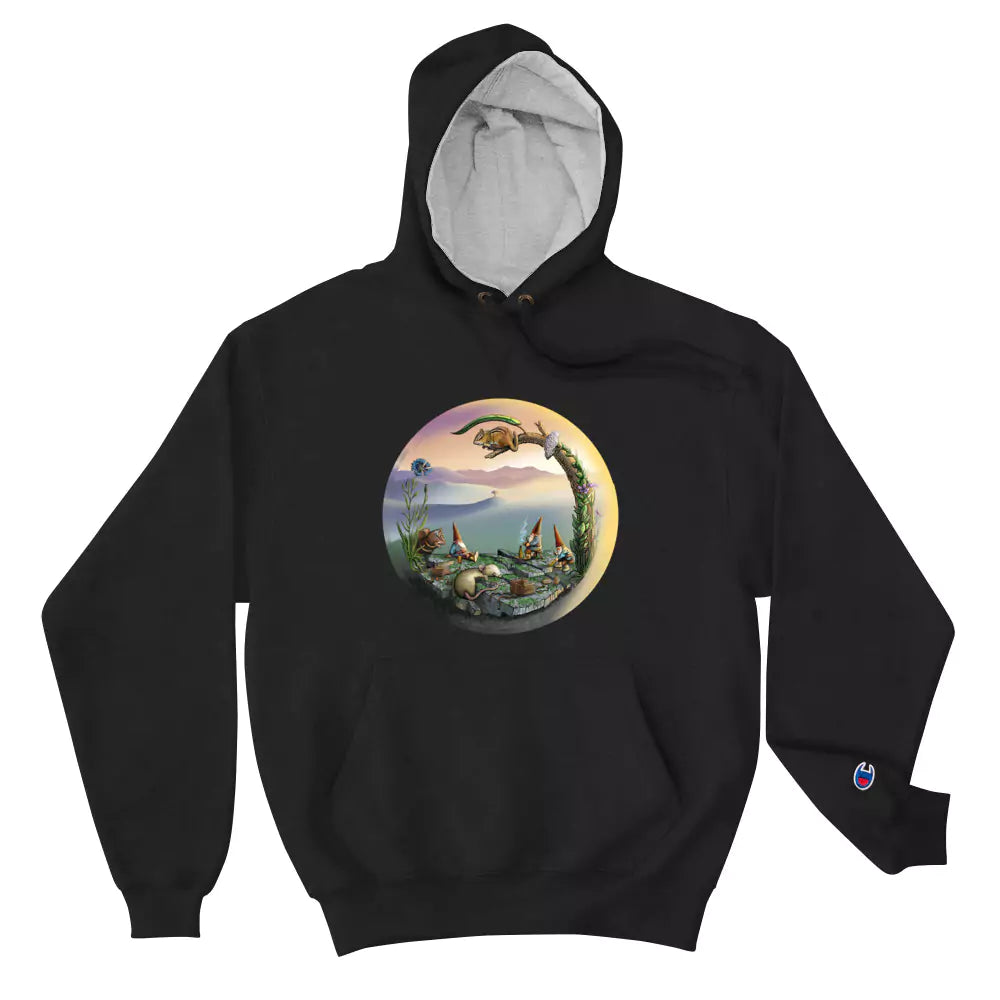 SkeetDesigns | GnomeDriven | Men's Champion® Hoodie | Mid-Round Break | Disc Golf Apparel