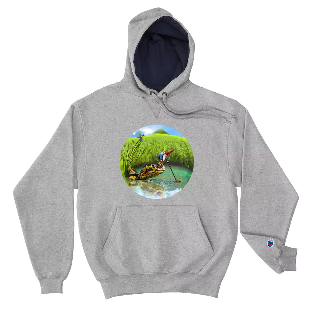 SkeetDesigns | GnomeDriven | Men's Champion® Hoodie | OB Turtle Help | Disc Golf Apparel