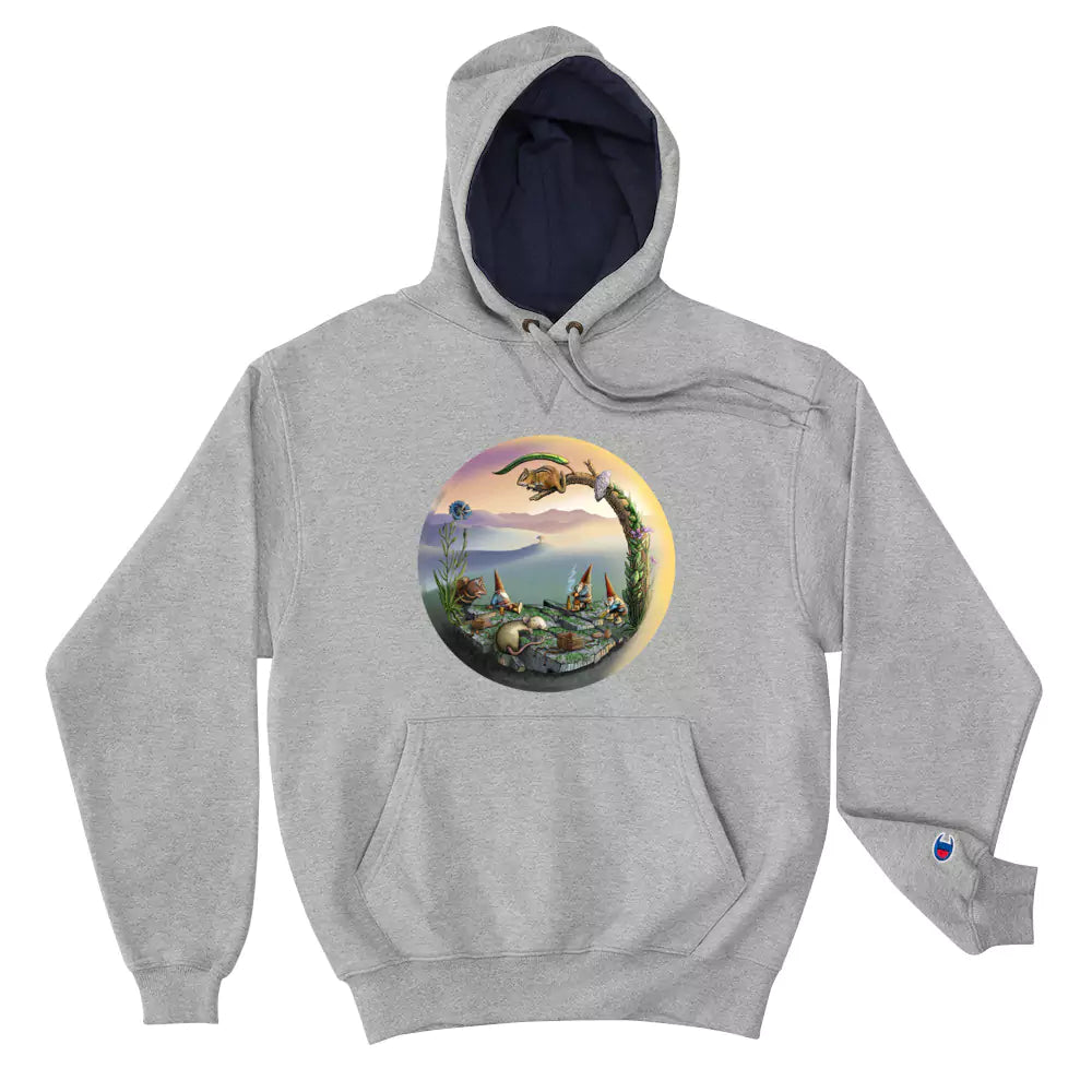 SkeetDesigns | GnomeDriven | Men's Champion® Hoodie | Mid-Round Break | Disc Golf Apparel