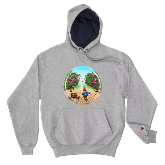 SkeetDesigns | GnomeDriven | Men's Champion® Hoodie | Behind The Drive | Disc Golf Apparel