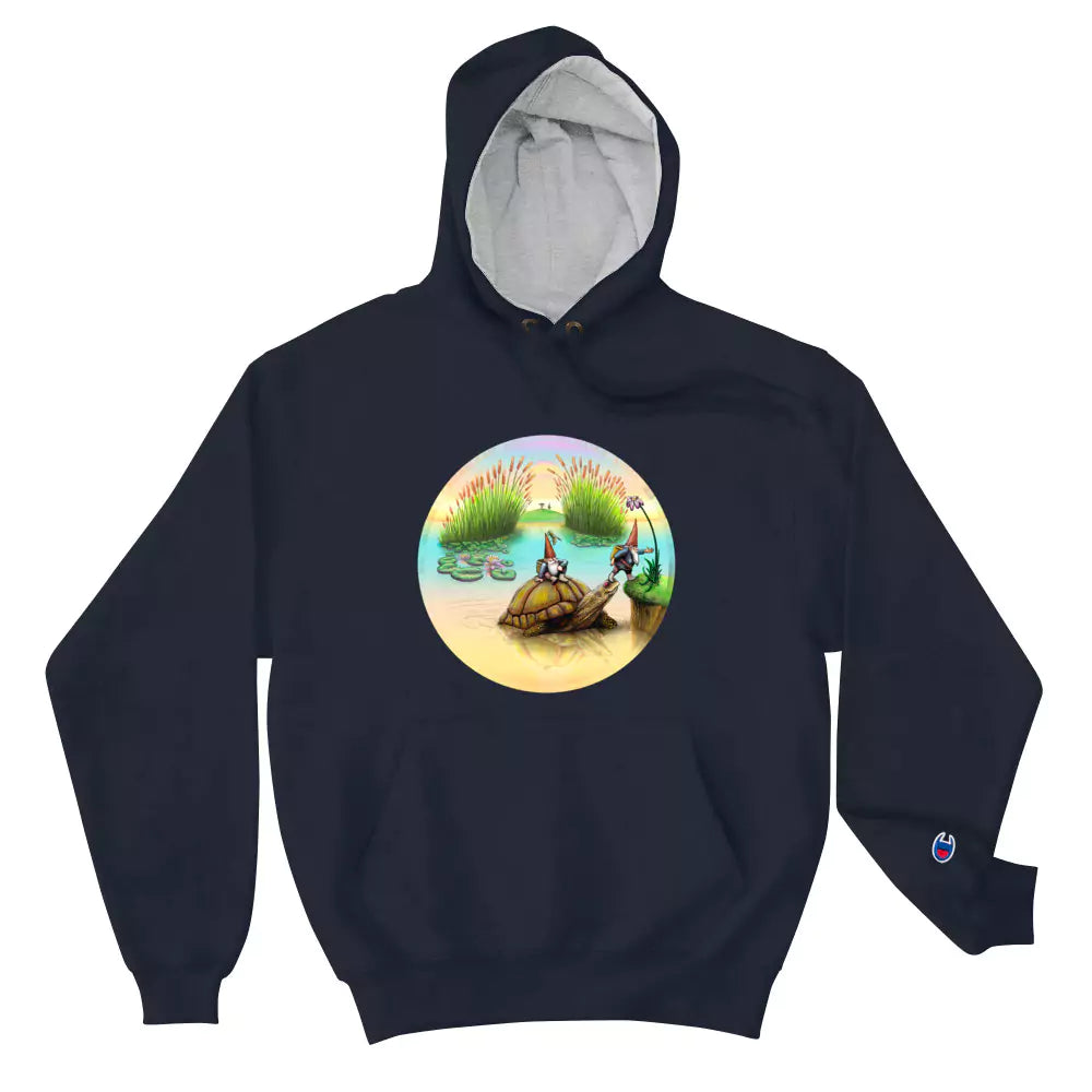SkeetDesigns | GnomeDriven | Men's Champion® Hoodie | Turtle Ferry | Disc Golf Apparel