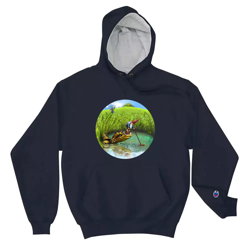 SkeetDesigns | GnomeDriven | Men's Champion® Hoodie | OB Turtle Help | Disc Golf Apparel