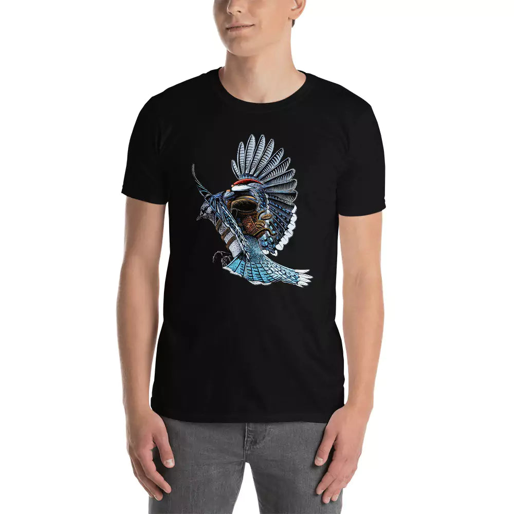 SkeetDesigns | GnomeDriven | Men's Short Sleeve T-Shirt | Blue Jay Rider | Disc Golf Apparel