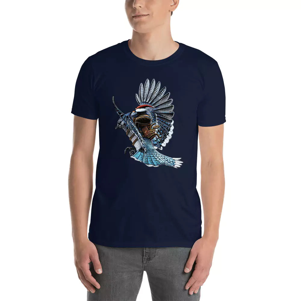 SkeetDesigns | GnomeDriven | Men's Short Sleeve T-Shirt | Blue Jay Rider | Disc Golf Apparel