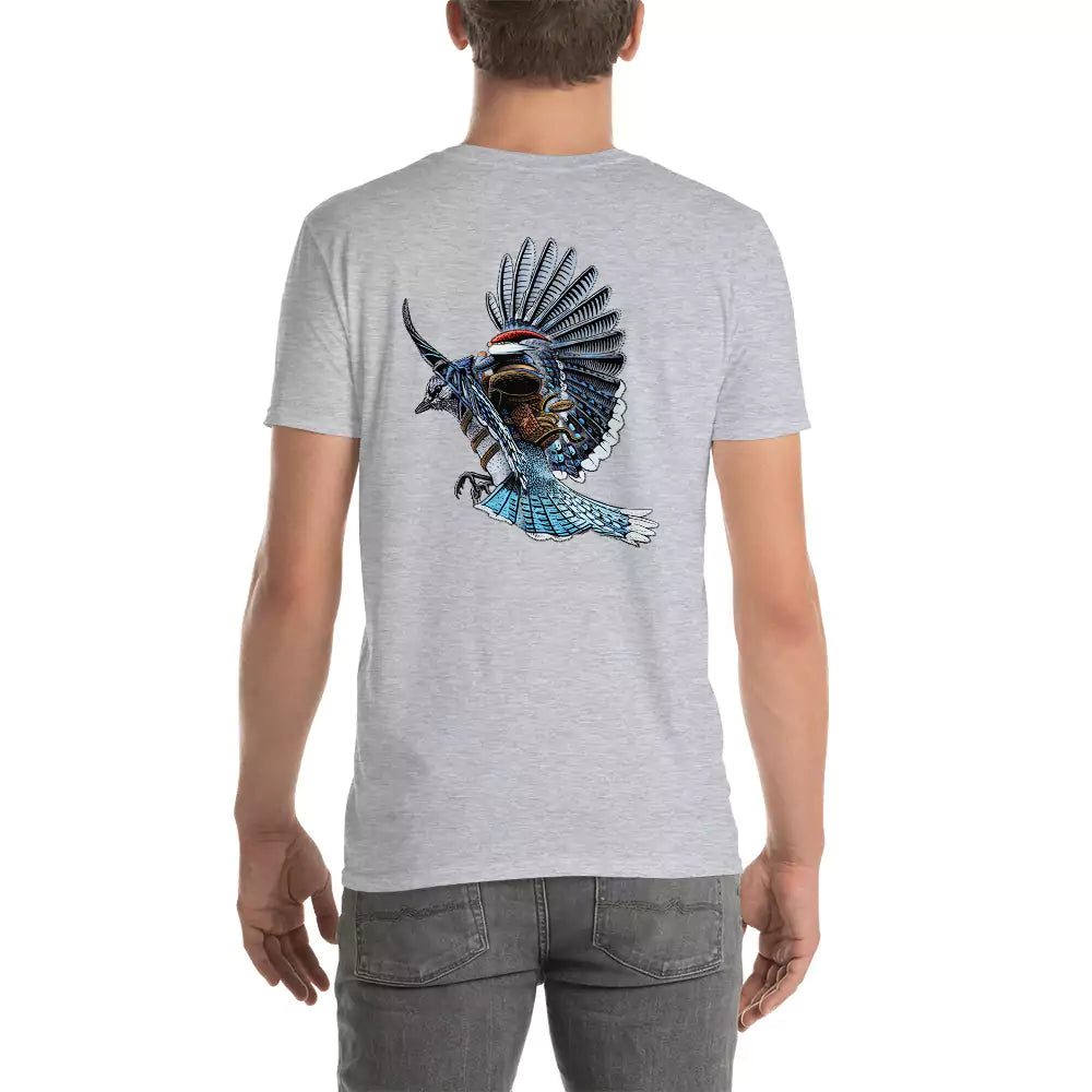 SkeetDesigns | GnomeDriven | Men's Short Sleeve T-Shirt | Blue Jay Rider V2 | Disc Golf Apparel