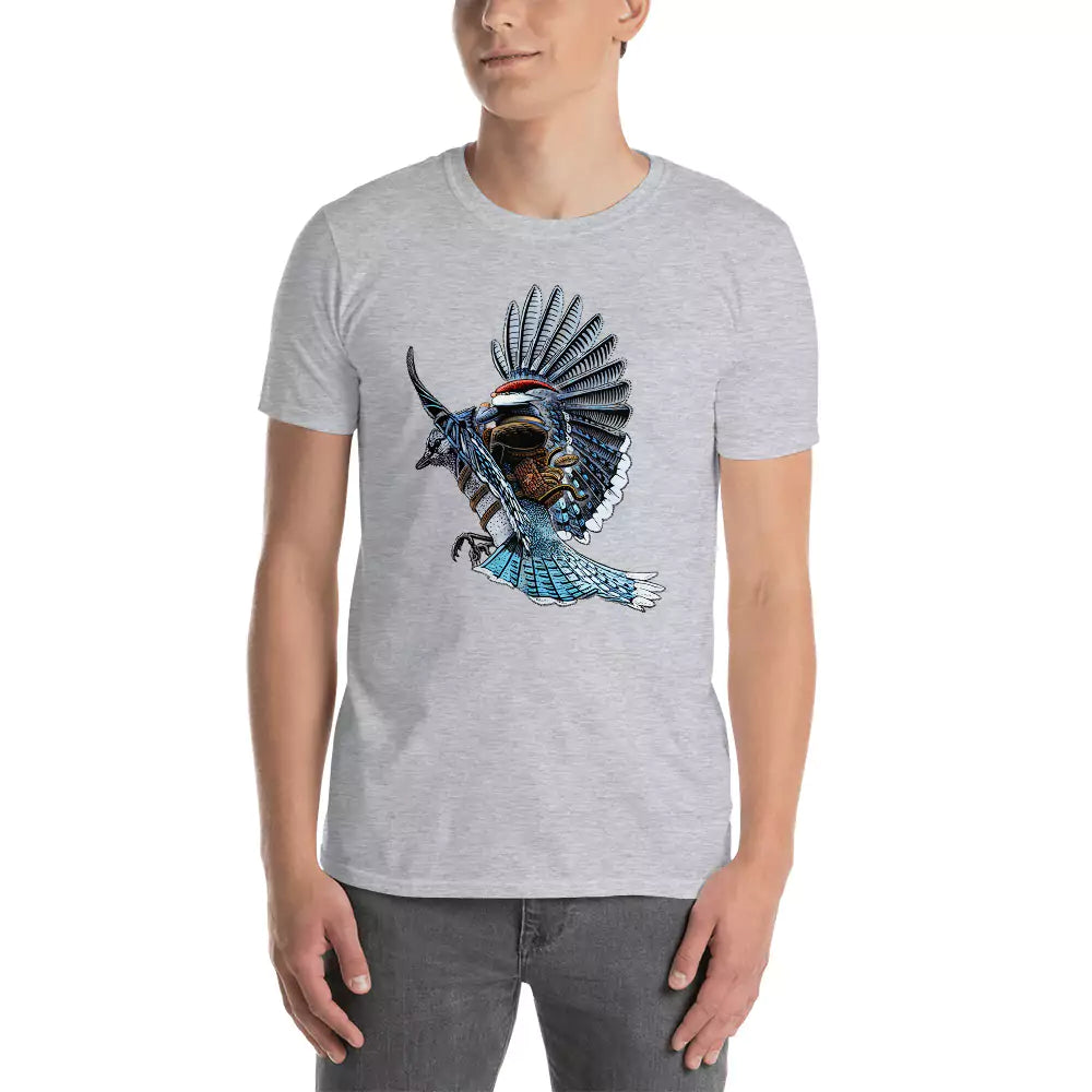 SkeetDesigns | GnomeDriven | Men's Short Sleeve T-Shirt | Blue Jay Rider | Disc Golf Apparel