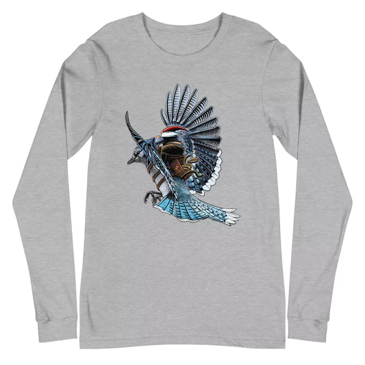 SkeetDesigns | GnomeDriven | Men's Long Sleeve T-Shirt | Blue Jay Rider | Disc Golf Apparel