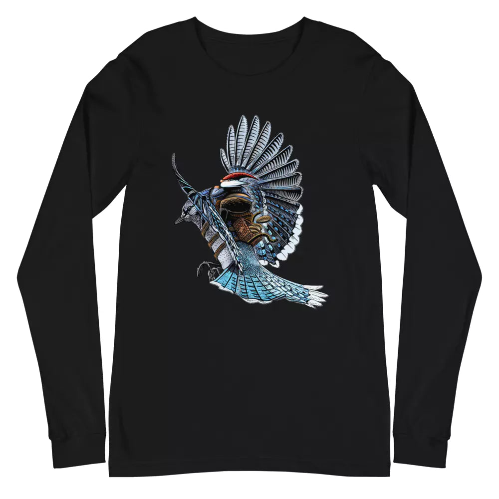 SkeetDesigns | GnomeDriven | Men's Long Sleeve T-Shirt | Blue Jay Rider | Disc Golf Apparel