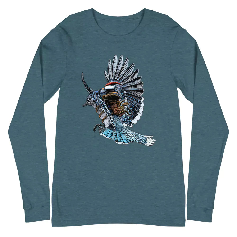 SkeetDesigns | GnomeDriven | Men's Long Sleeve T-Shirt | Blue Jay Rider | Disc Golf Apparel