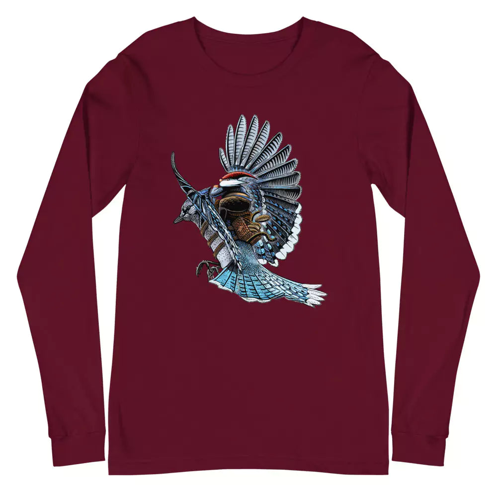 SkeetDesigns | GnomeDriven | Men's Long Sleeve T-Shirt | Blue Jay Rider | Disc Golf Apparel