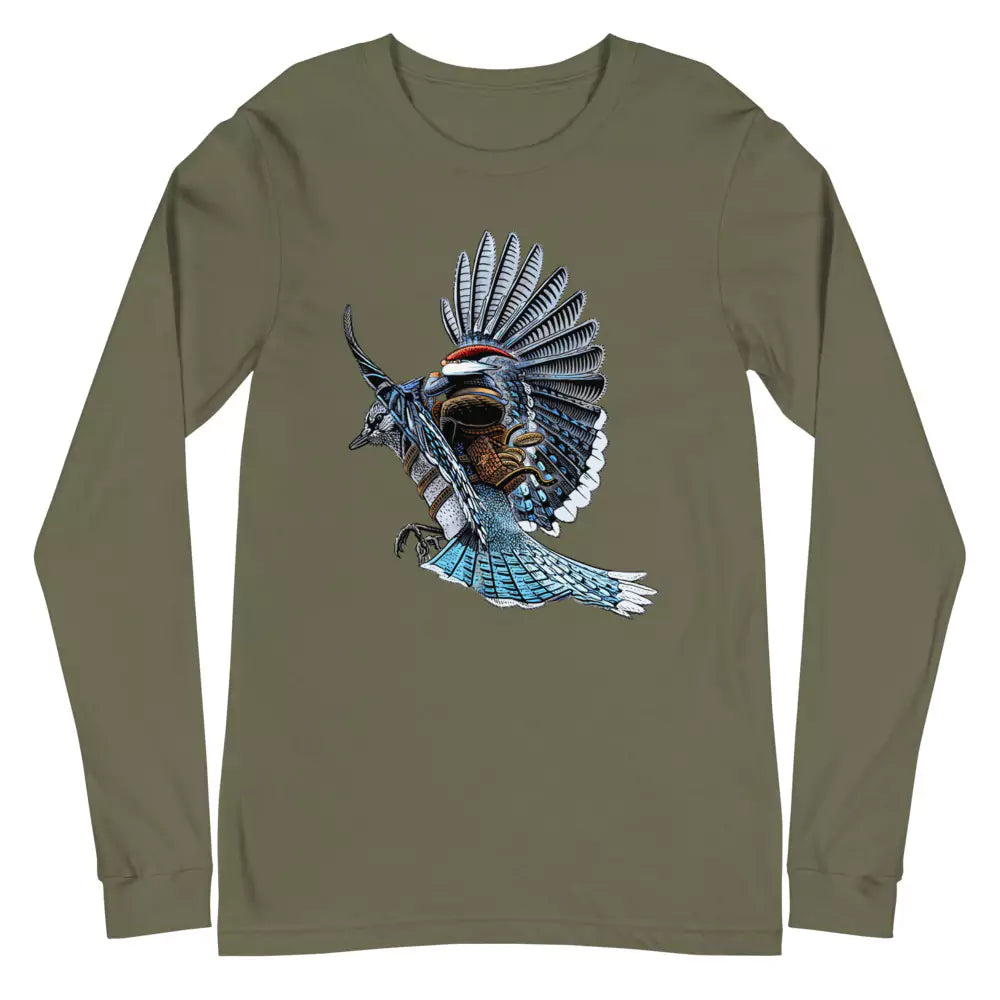 SkeetDesigns | GnomeDriven | Men's Long Sleeve T-Shirt | Blue Jay Rider | Disc Golf Apparel