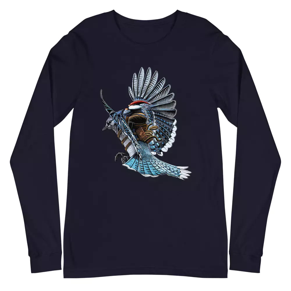 SkeetDesigns | GnomeDriven | Men's Long Sleeve T-Shirt | Blue Jay Rider | Disc Golf Apparel