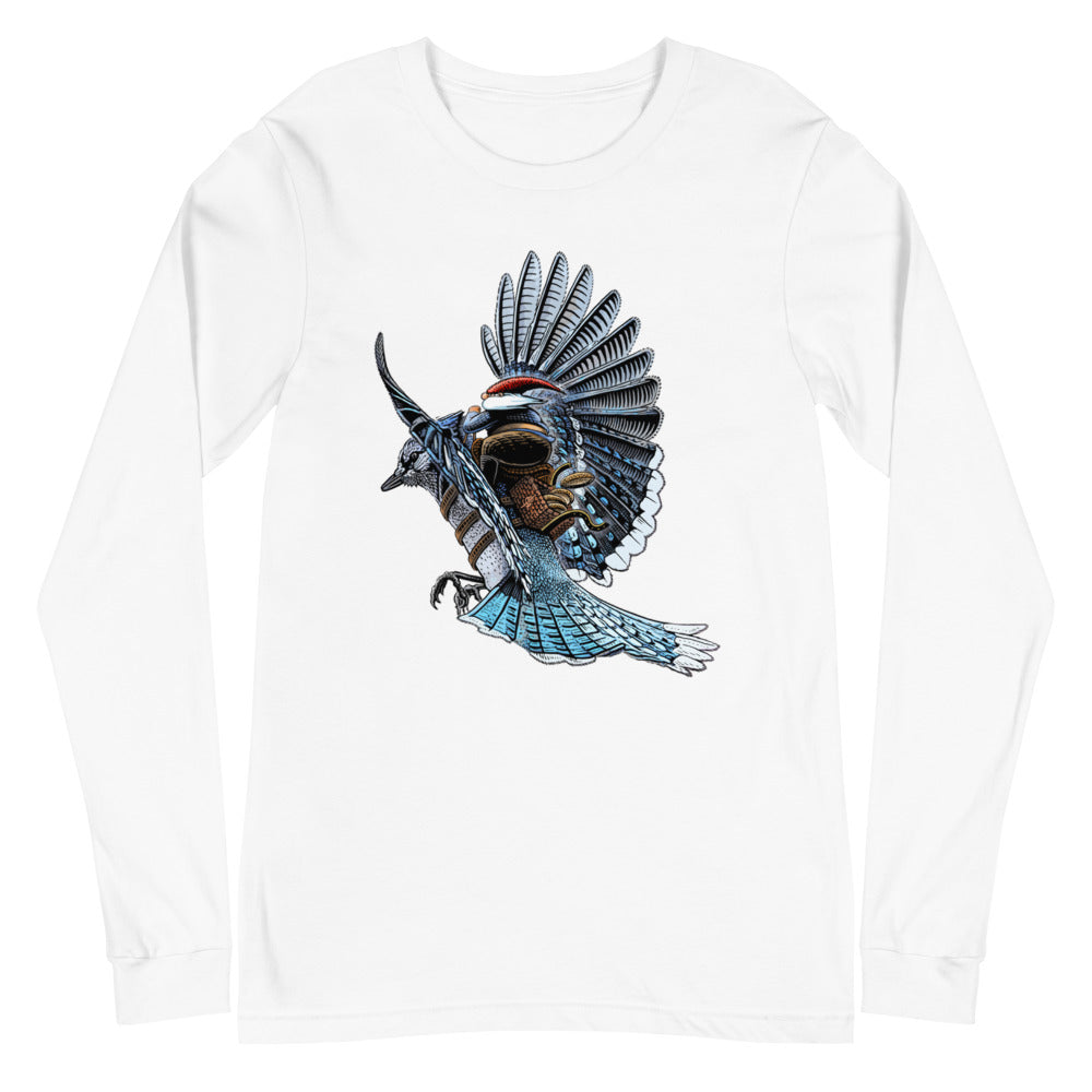 SkeetDesigns | GnomeDriven | Men's Long Sleeve T-Shirt | Blue Jay Rider | Disc Golf Apparel